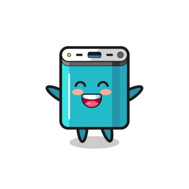 Mutlu bebek gücü bankası çizgi film karakteri, tişört, çıkartma, logo elementi için şirin tasarım