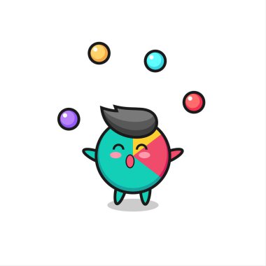 Çizgi film karikatürü bir topla hokkabazlık yapıyor, tişört, çıkartma, logo elementi için şirin bir tasarım.