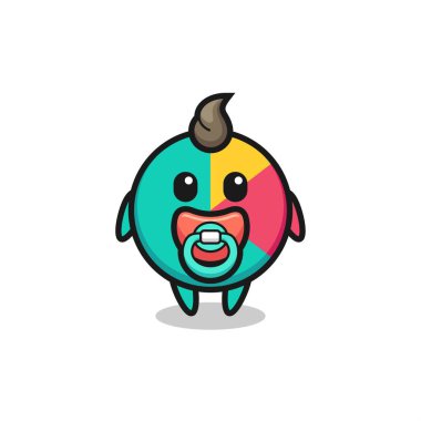 Emziği olan bebek çizelgesi karakteri, tişört, etiket, logo ögesi için şirin bir tasarım.