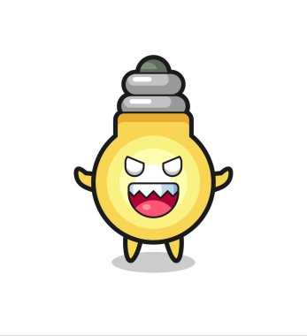 Şeytani ampul maskotu karakteri, tişört, çıkartma, logo elementi için şirin bir tasarım.