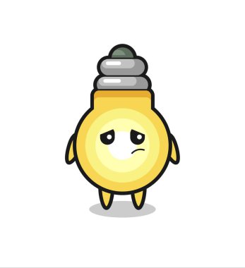 Ampul çizgi film karakterinin tembel jesti, tişört, çıkartma, logo elementi için şirin bir tasarım.