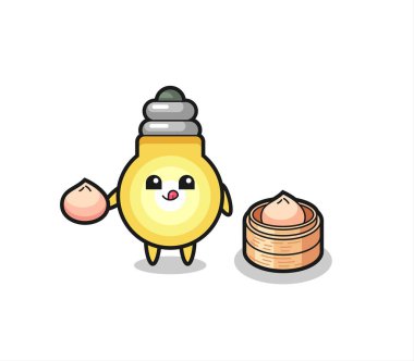 Şirin ampul yiyen, buğulanmış çörek yiyen, tişört, çıkartma, logo elementi için şirin bir tasarım.