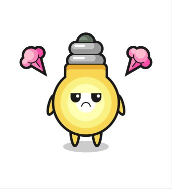 Şirin ampul çizgi film karakterinin rahatsız edici ifadesi, t-shirt, etiket, logo ögesi için şirin tarz tasarımı