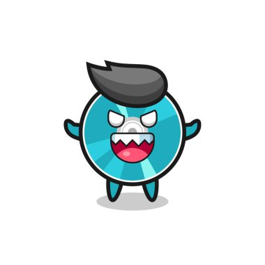 Şeytani optik disk maskotu karakteri, tişört, çıkartma, logo elementi için şirin tasarım.