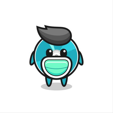 Maske takan sevimli bir optik disk karikatürü. Tişört, çıkartma, logo elementi için şirin bir tasarım.