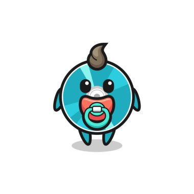 bebek optik disk emziği olan çizgi film karakteri, tişört, etiket, logo elementi için şirin tasarım