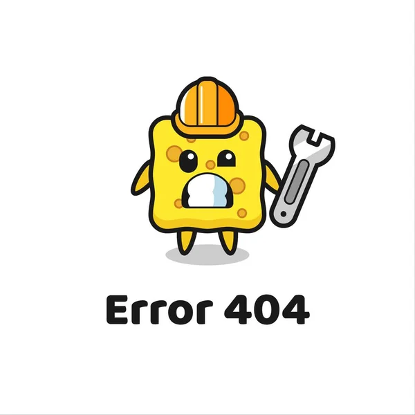 Erreur 404 Avec Mascotte Mignonne Éponge Conception Style Mignon Pour — Image vectorielle