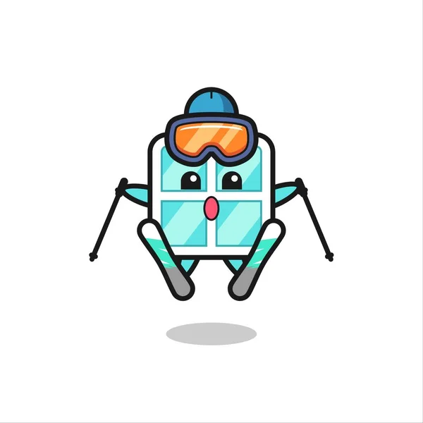Personagem Mascote Janela Como Jogador Esqui Design Estilo Bonito Para —  Vetores de Stock