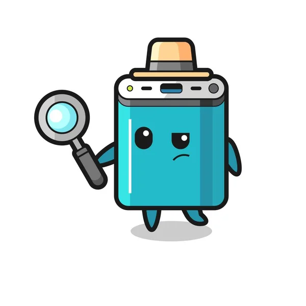 Personaje Del Detective Del Banco Del Poder Está Analizando Caso — Vector de stock