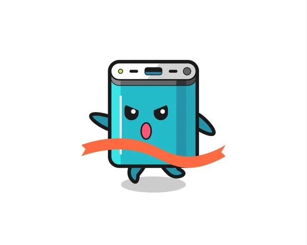 Cute Power Bank Ilustracja Jest Dotarcie Mety Ładny Styl Projekt — Wektor stockowy