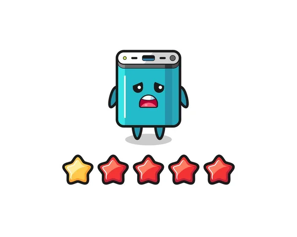 the illustration of customer bad rating, power bank cute character with 1 star , cute style design for t shirt, sticker, logo element