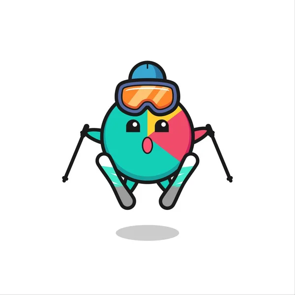 Personnage Mascotte Graphique Tant Que Joueur Ski Design Style Mignon — Image vectorielle