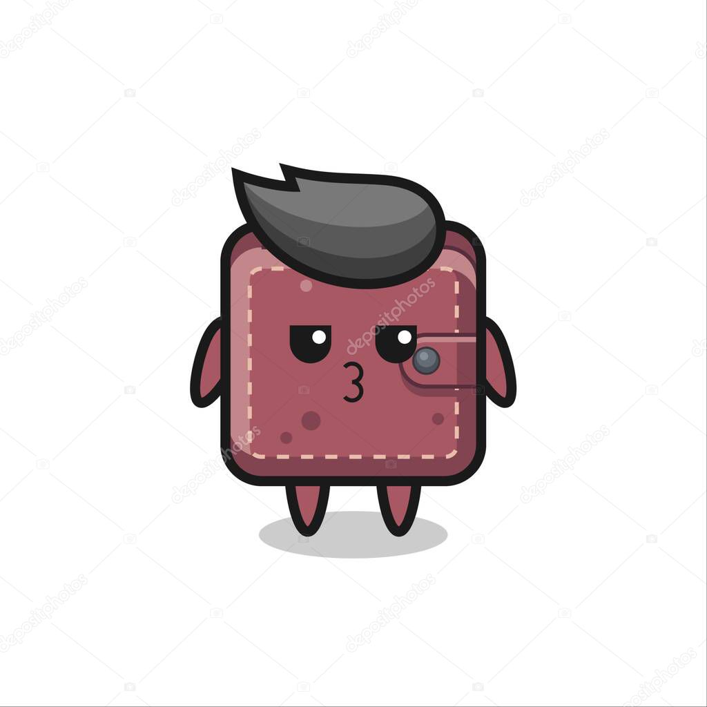 The bored expression of cute leather wallet characters , cute style design for t shirt, sticker, logo element