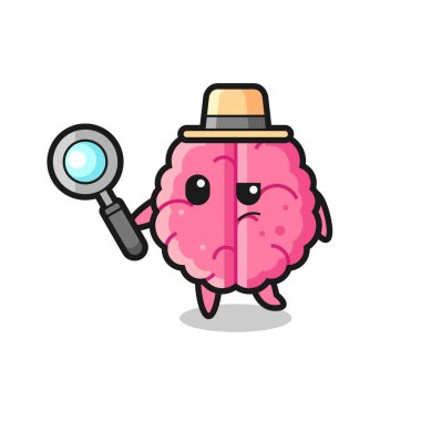 Beyin dedektifi bir davayı inceliyor. Tişört, çıkartma ve logo için şirin bir tasarım.