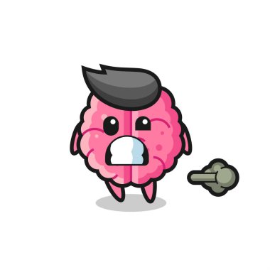 Beyin çizgi filminin osurması, tişört, çıkartma, logo elementi için şirin bir tasarım.