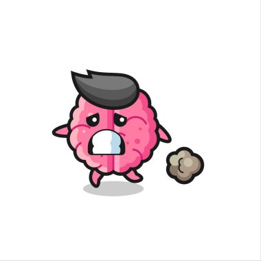 Beynin korku içinde çalışmasının gösterimi, tişört, etiket, logo elementi için şirin bir tasarım.