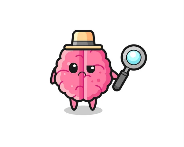 Mascot Cute Brain Detective Cute Style Design Shirt Sticker Logo — Stock Vector