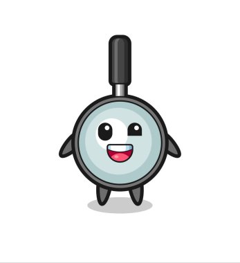 Garip pozları olan bir büyüteç karakteri, tişört, çıkartma, logo elementi için şirin bir tasarım.