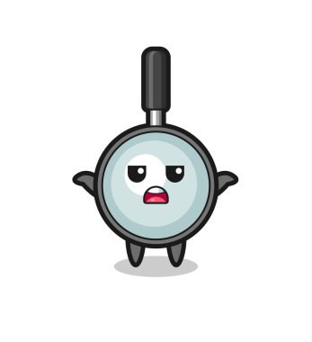 Büyütücü cam maskot karakteri ne bileyim, tişört, çıkartma, logo elementi için şirin bir tasarım diyor.