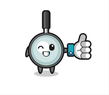 Sosyal medya sembolü olan sevimli büyüteç t-shirt, etiket, logo ögesi için şirin tasarım