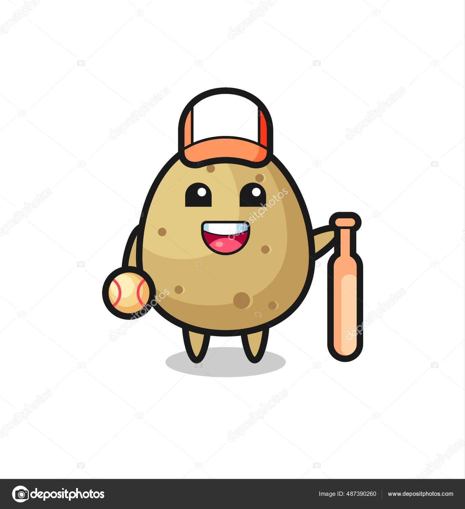 Cartoon Character Potato Baseball Player Cute Style Design Shirt