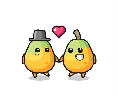 Papaya çizgi film karakteri, aşık olan çift. Tişört, çıkartma, logo elementi için şirin bir tasarım.