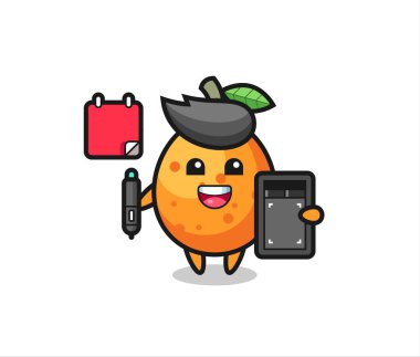 Grafik tasarımcısı olarak kumkuat maskotu, tişört, etiket ve logo elementi için şirin bir tasarım.