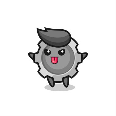 Alaycı poziyonda yaramaz dişli karakter, tişört, etiket, logo ögesi için şirin tarz tasarımı