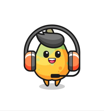 Müşteri hizmetleri olarak papaya 'nın çizgi film maskotu tişört, etiket ve logo elementleri için şirin bir tasarım.