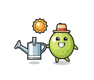 Zeytin suyu kutusunun çizgi film karakteri, tişört, çıkartma, logo elementi için şirin bir tasarım.