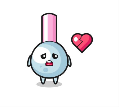 Pamuk tomurcuk karikatür çizimi kırık kalptir, tişört, çıkartma, logo elementi için şirin bir tasarım.