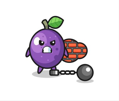 Tutku meyvesinin tutku maskotu. Tişört, çıkartma, logo elementi için şirin bir tasarım.