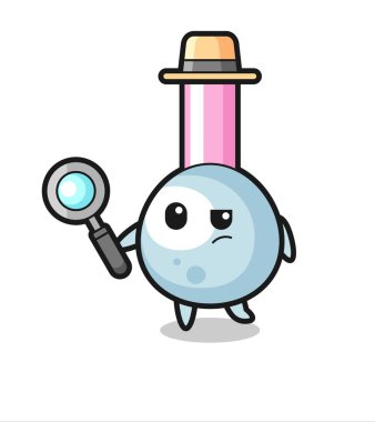 Pamuk tomurcuk dedektif karakteri bir davayı inceliyor. Tişört, çıkartma, logo elementi için şirin bir tasarım.