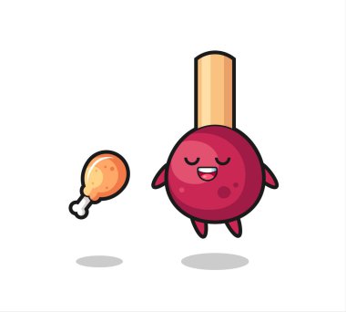 Kızarmış tavuk, tişört, çıkartma ve logo için şirin bir tasarım yüzünden yüzen ve cezbedici kibritler.