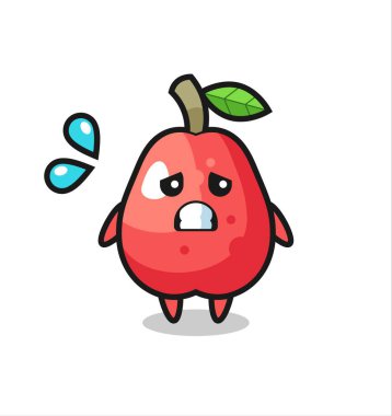 su elması maskotu karakteri korkmuş bir jest, tişört, çıkartma, logo elementi için şirin bir tasarım