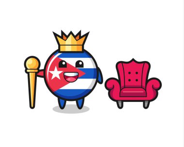 Kral olarak Küba bayrağının maskot karikatürü, tişört, çıkartma, logo elementi için şirin bir tasarım.