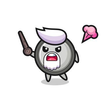 Şirin düğme hücresi dedem sinirlenmeye başladı. Tişört, çıkartma, logo elementleri için şirin bir tasarım.