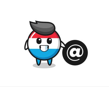 Lüksemburg bayrak rozetinin çizgi film çizimi sembol, tişört, çıkartma, logo elementi için şirin bir tasarım