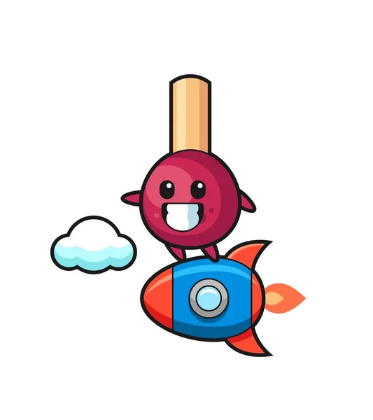 Correspond Personnage Mascotte Chevauchant Une Fusée Design Style Mignon Pour — Image vectorielle