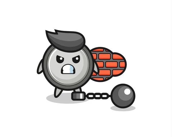 Mascotte Personnage Cellule Bouton Comme Prisonnier Design Style Mignon Pour — Image vectorielle