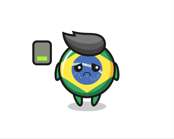 Carácter Mascota Insignia Bandera Brasil Haciendo Gesto Cansado Lindo Diseño — Archivo Imágenes Vectoriales