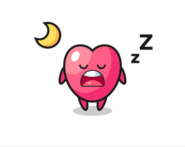 Símbolo Del Corazón Carácter Ilustración Dormir Por Noche Lindo Diseño — Vector de stock