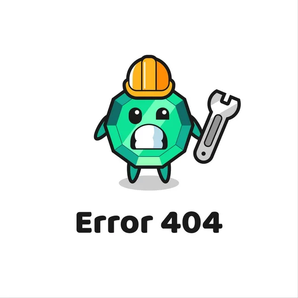 Error 404 Dengan Cute Zamrud Gemstone Maskot Desain Gaya Lucu - Stok Vektor