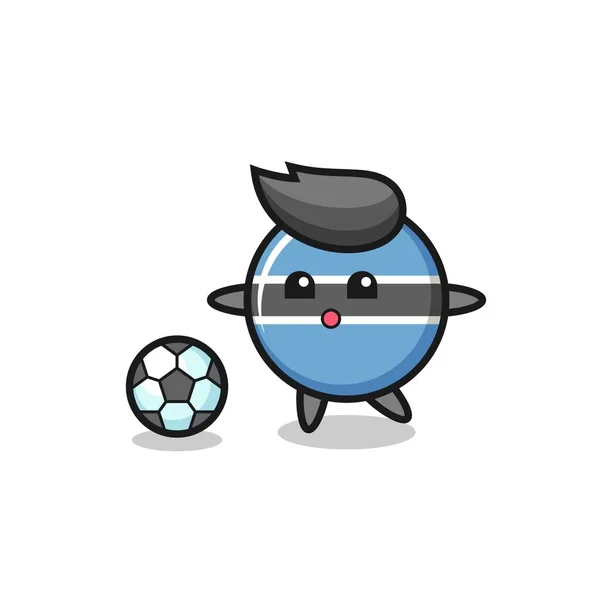 Illustratie Van Botswana Vlag Badge Cartoon Speelt Voetbal Leuke Stijl — Stockvector