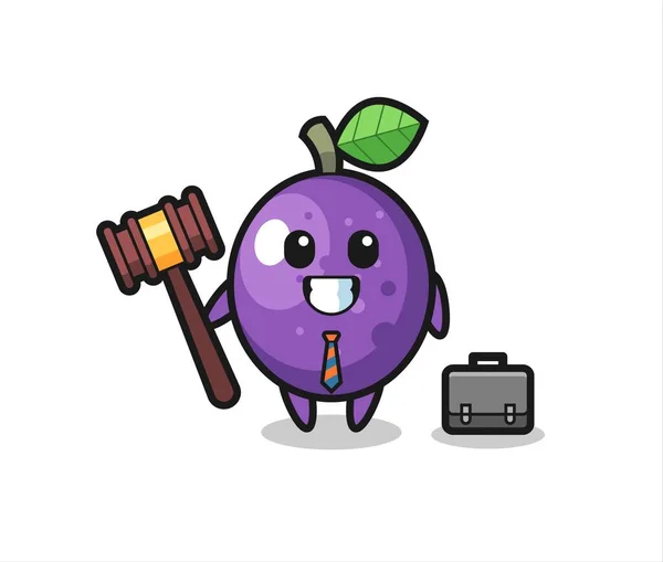 Illustration Passion Fruit Mascot Lawyer Cute Style Design Shirt Sticker — Stock Vector