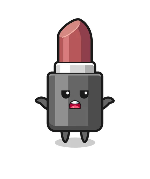 Lipstick Mascotte Personage Zeggen Dat Niet Weet Leuke Stijl Ontwerp — Stockvector