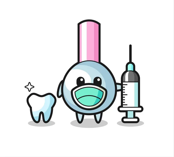 Personagem Mascote Algodão Bud Como Dentista Design Estilo Bonito Para —  Vetores de Stock