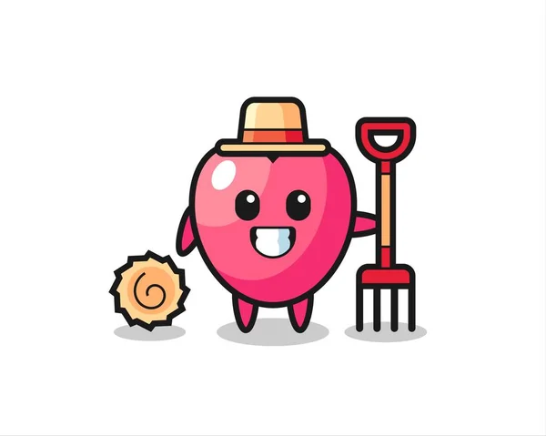 Maskot Charakter Srdce Symbol Jako Farmář Roztomilý Styl Designu Pro — Stockový vektor