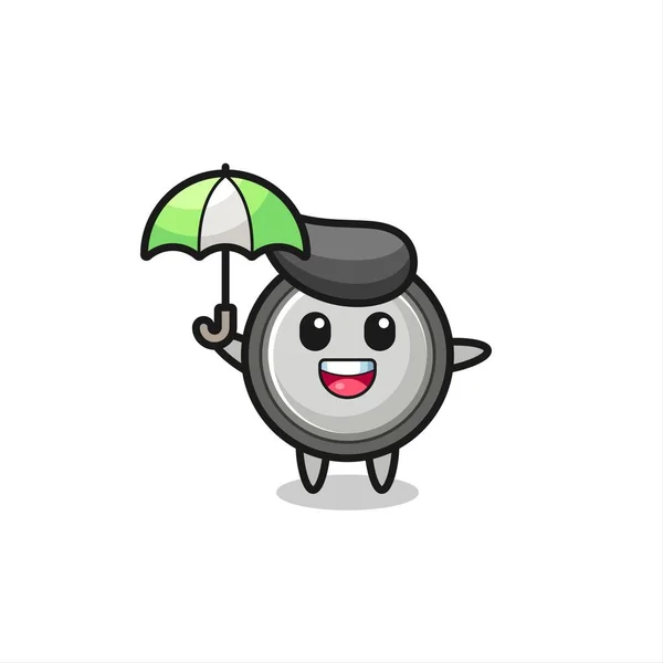 Illustration Bouton Mignon Tenant Parapluie Conception Style Mignon Pour Shirt — Image vectorielle