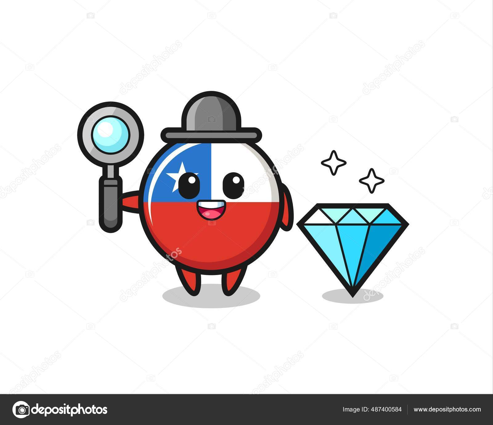 Illustration Chile Flag Badge Character Diamond Cute Style Design Shirt